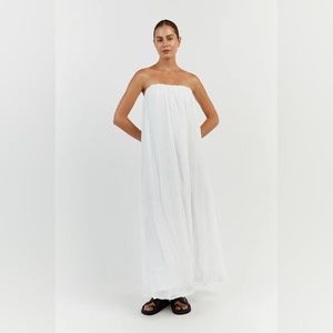 DISSH NICOL WHITE STRAPLESS MIDI DRESS - SIZE 2 / WHITE, NWT